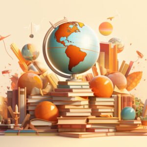 globe on books