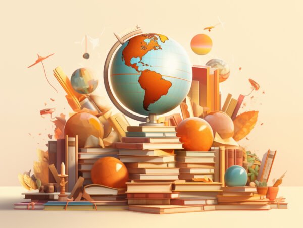 globe on books