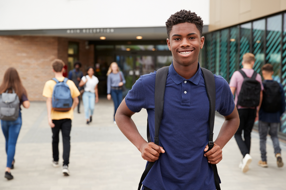 A happy male student