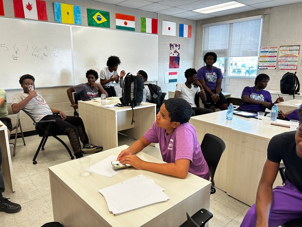 Students sitting in a classroom